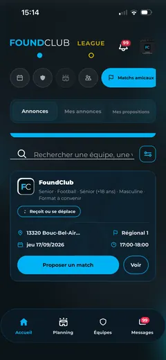 Les annonces de matchs amicaux, avec « Proposer un match »
